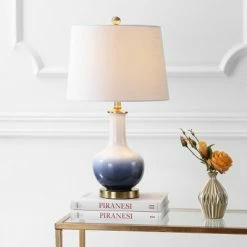 JONATHAN Y 25" Ceramic/Brass Gradient Table Lamp (Includes LED Light Bulb) White - JONATHAN Y