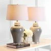 JONATHAN Y Set of 2) 27.25" Winnie Ceramic Urn Table Lamp (Includes Energy Efficient Light Bulb) - JONATHAN Y Orange