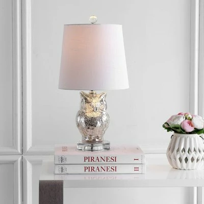 JONATHAN Y 19" Glass/Crystal Night Owl Table Lamp (Includes LED Light Bulb) Silver - JONATHAN Y 1 JONATHAN Y 19" Glass/Crystal Night Owl Table Lamp (Includes LED Light Bulb) Silver - JONATHAN Y