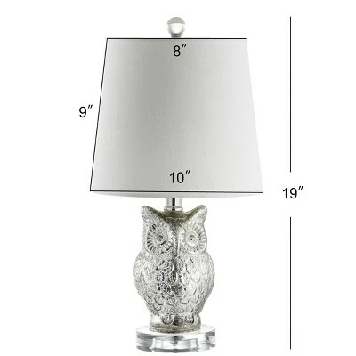JONATHAN Y 19" Glass/Crystal Night Owl Table Lamp (Includes LED Light Bulb) Silver - JONATHAN Y 3 JONATHAN Y 19" Glass/Crystal Night Owl Table Lamp (Includes LED Light Bulb) Silver - JONATHAN Y - Image 3