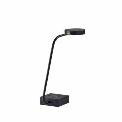 15.5" x 19" Conrad Adessocharge Desk Lamp (Includes LED Light Bulb) Matte Black - Adesso