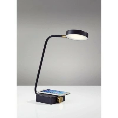 15.5" x 19" Conrad Adessocharge Desk Lamp (Includes LED Light Bulb) Matte Black - Adesso 2 15.5" x 19" Conrad Adessocharge Desk Lamp (Includes LED Light Bulb) Matte Black - Adesso - Image 2