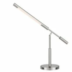 27" Integrated Metal Desk Lamp with USB Ports (Includes LED Light Bulb) Brushed Steel - Cal Lighting