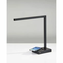 16" Aidan Adessocharge Desk Lamp (Includes LED Light Bulb) Matte Black - Adesso