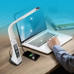 Thrive Sanitizing Desk Lamp with Clock and USB Charging (Includes LED Light Bulb) - OttLite