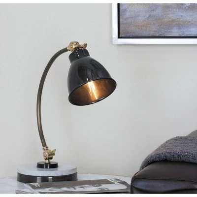 Olivia & May 16" Iron and Marble Task Lamp Black - Olivia & May 1 Olivia & May 16" Iron and Marble Task Lamp Black - Olivia & May