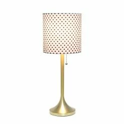 Tapered Desk Lamp with Polka Dot Fabric Drum Shade Gold - Simple Designs