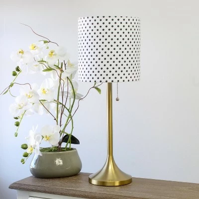 Tapered Desk Lamp with Polka Dot Fabric Drum Shade Gold - Simple Designs 2 Tapered Desk Lamp with Polka Dot Fabric Drum Shade Gold - Simple Designs - Image 2