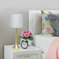 Tapered Desk Lamp with Polka Dot Fabric Drum Shade Gold - Simple Designs 12 Tapered Desk Lamp with Polka Dot Fabric Drum Shade Gold - Simple Designs -Desk Lamps sales shop unnamed file 1275