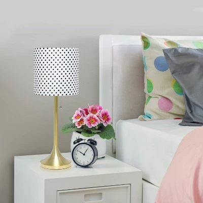 Tapered Desk Lamp with Polka Dot Fabric Drum Shade Gold - Simple Designs 5 Tapered Desk Lamp with Polka Dot Fabric Drum Shade Gold - Simple Designs - Image 5