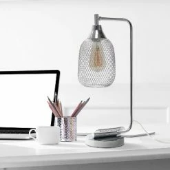 Industrial Mesh Desk Lamp Chrome - Lalia Home -Desk Lamps sales shop unnamed file 1324