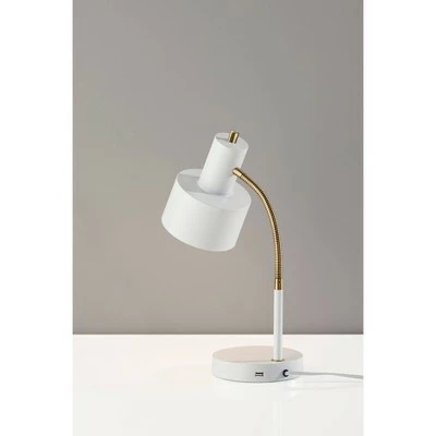 Stark Antique Brass Desk Lamp White - Adesso 1 Stark Antique Brass Desk Lamp White - Adesso