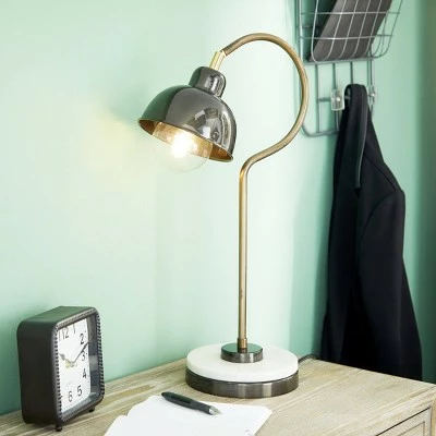 Olivia & May 22" Iron and Marble Task Lamp Black - Olivia & May 5 Olivia & May 22" Iron and Marble Task Lamp Black - Olivia & May - Image 5