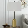 30" Metal Rimini Desk Lamp with Linen Drum Shade Black/Antique Brass - Cal Lighting