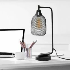 Industrial Mesh Desk Lamp Matte Black - Lalia Home -Desk Lamps sales shop unnamed file 1442