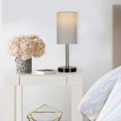 14" Marble Mini Accent Desk Lamp Nickel - Cresswell Lighting -Desk Lamps sales shop unnamed file 1462