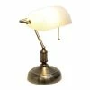 Executive Banker's Desk Lamp with Glass Shade White - Simple Designs