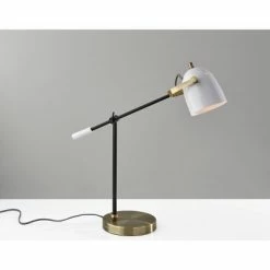 Casey Desk Lamp Black/White/Brass - Adesso