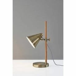 Bryn Desk Lamp Natural Rubberwood Antique Brass - Adesso