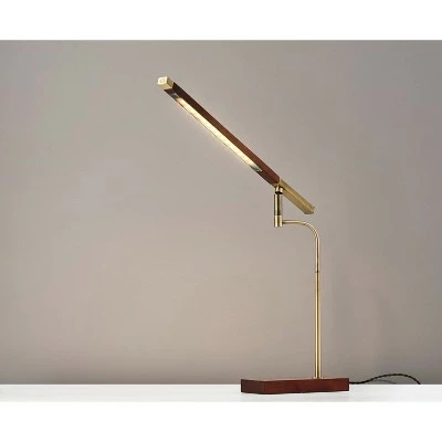 LED Barrett Desk Lamp Walnut/Brass (Includes LED Light Bulb) - Adesso 3 LED Barrett Desk Lamp Walnut/Brass (Includes LED Light Bulb) - Adesso - Image 3