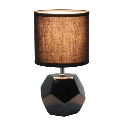 Round Prism Mini Table Lamp with Matching Fabric Shade Black - Simple Designs 1 Round Prism Mini Table Lamp with Matching Fabric Shade Black - Simple Designs