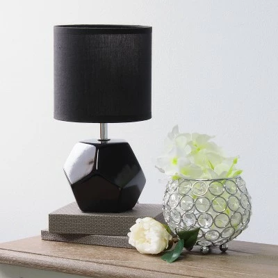 Round Prism Mini Table Lamp with Matching Fabric Shade Black - Simple Designs 2 Round Prism Mini Table Lamp with Matching Fabric Shade Black - Simple Designs - Image 2