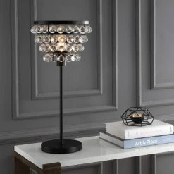 JONATHAN Y 25" Crystal/Metal Buckingham Table Lamp (Includes Energy Efficient Light Bulb) - JONATHAN Y Bronze