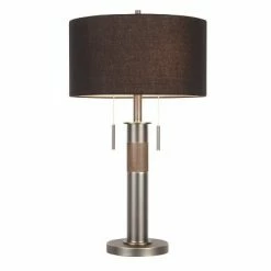 Trophy Industrial Table Lamp - Gun Metal with Black Linen Shade (Includes LED Light Bulb) - LumiSource