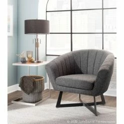 Trophy Industrial Table Lamp - Gun Metal with Black Linen Shade (Includes LED Light Bulb) - LumiSource -Desk Lamps sales shop unnamed file 1938