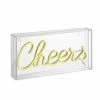 JONATHAN Y 11.8" Cheers Contemporary Glam Acrylic Box Pendant (Includes LED Light Bulb) Neon Yellow - JONATHAN Y