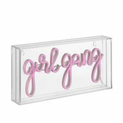 JONATHAN Y 11.88" Girl Gang Contemporary Glam Acrylic Box Pendant (Includes LED Light Bulb) Neon Pink - JONATHAN Y
