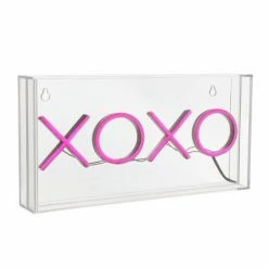 JONATHAN Y 11.75" XOXO Contemporary Glam Acrylic Box Pendant (Includes LED Light Bulb) Neon Pink - JONATHAN Y -Desk Lamps sales shop unnamed file 2150