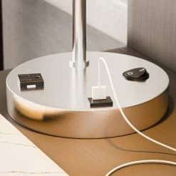 Ash Electrical Plug and USB Table Lamp Brushed Steel - Kenroy Home -Desk Lamps sales shop unnamed file 2212