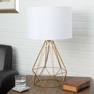 10" Celeste Wire Prism Silverwood Table Lamp (Includes CFL Light Bulb) Gold - Decor Therapy 2 10" Celeste Wire Prism Silverwood Table Lamp (Includes CFL Light Bulb) Gold - Decor Therapy - Image 2
