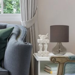 Glass Raindrop Table Lamp with Fabric Shade Gray - Simple Designs -Desk Lamps sales shop unnamed file 2311