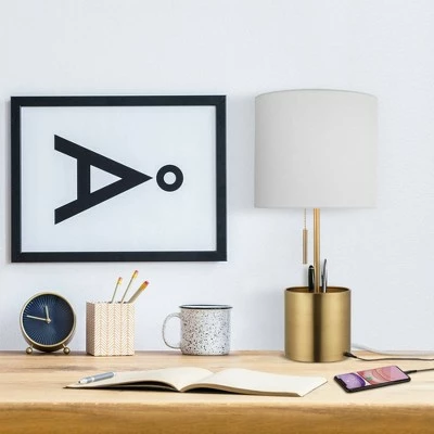 19" Pratt Table Lamp with Fabric Shade White - Globe Electric 2 19" Pratt Table Lamp with Fabric Shade White - Globe Electric - Image 2