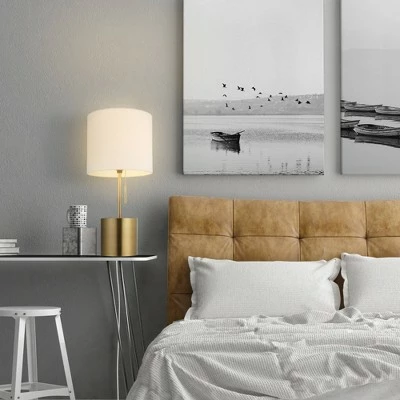 19" Pratt Table Lamp with Fabric Shade White - Globe Electric 3 19" Pratt Table Lamp with Fabric Shade White - Globe Electric - Image 3