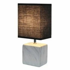Petite Marbled Ceramic Table Lamp with Fabric Shade - Simple Designs Gray