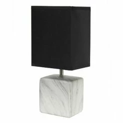 Petite Marbled Ceramic Table Lamp with Fabric Shade - Simple Designs Gray -Desk Lamps sales shop unnamed file 2379