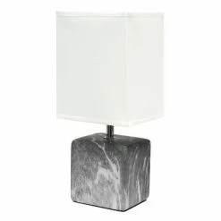 Petite Marbled Ceramic Table Lamp with Fabric Shade - Simple Designs Gray -Desk Lamps sales shop unnamed file 2380