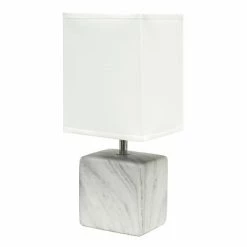 Petite Marbled Ceramic Table Lamp with Fabric Shade - Simple Designs Gray -Desk Lamps sales shop unnamed file 2381
