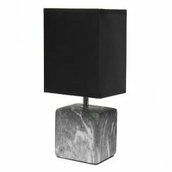Petite Marbled Ceramic Table Lamp with Fabric Shade - Simple Designs Gray -Desk Lamps sales shop unnamed file 2382