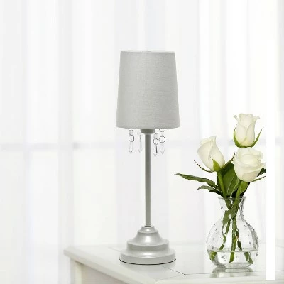 Table Lamp with Fabric Shade and Hanging Acrylic Beads Gray - Simple Designs 3 Table Lamp with Fabric Shade and Hanging Acrylic Beads Gray - Simple Designs - Image 3