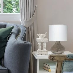 Glass Raindrop Table Lamp with Fabric Shade Smoke Gray - Simple Designs 11 Glass Raindrop Table Lamp with Fabric Shade Smoke Gray - Simple Designs -Desk Lamps sales shop unnamed file 2393