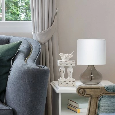 Glass Raindrop Table Lamp with Fabric Shade Smoke Gray - Simple Designs 5 Glass Raindrop Table Lamp with Fabric Shade Smoke Gray - Simple Designs - Image 5