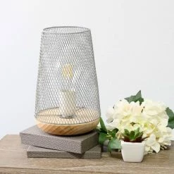 Wired Mesh Uplight Table Lamp Gray - Simple Designs -Desk Lamps sales shop unnamed file 2398