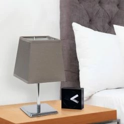 Mini Table Lamp with Squared Empire Fabric Shade Gray - Simple Designs -Desk Lamps sales shop unnamed file 2437