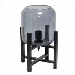 Wood Mounted Table Lamp with Glass Cylinder Shade Smoke - Simple Designs -Desk Lamps sales shop unnamed file 2443