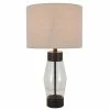 26.25" Glass and Metal Cadance Convex Table Lamp (Includes LED Light Bulb) Bronze - Decor Therapy