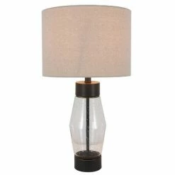 26.25" Glass and Metal Cadance Convex Table Lamp (Includes LED Light Bulb) Bronze - Decor Therapy